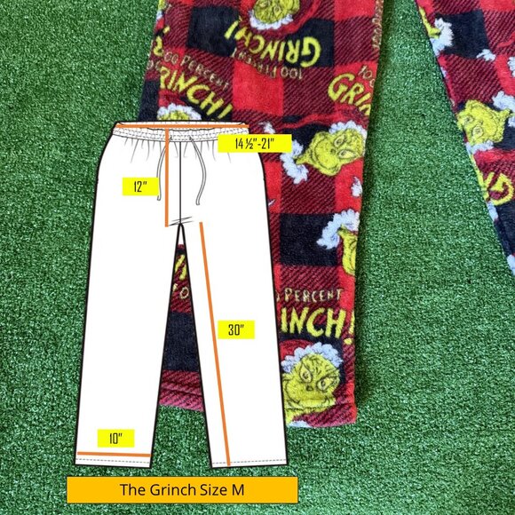 The Grinch Elastic Waist Pockets Fleece Christmas Loungewear Pajama Pants Size M - Picture 3 of 12